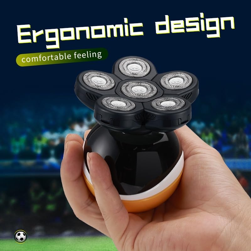 6-in-1 Rechargeable Electric Head Shaver for Bald Men - Floating Heads Wet/Dry Shaving System - Complete Grooming Kit with 7 Attachments - Perfect for Travel, Home Use & Professional Barbers