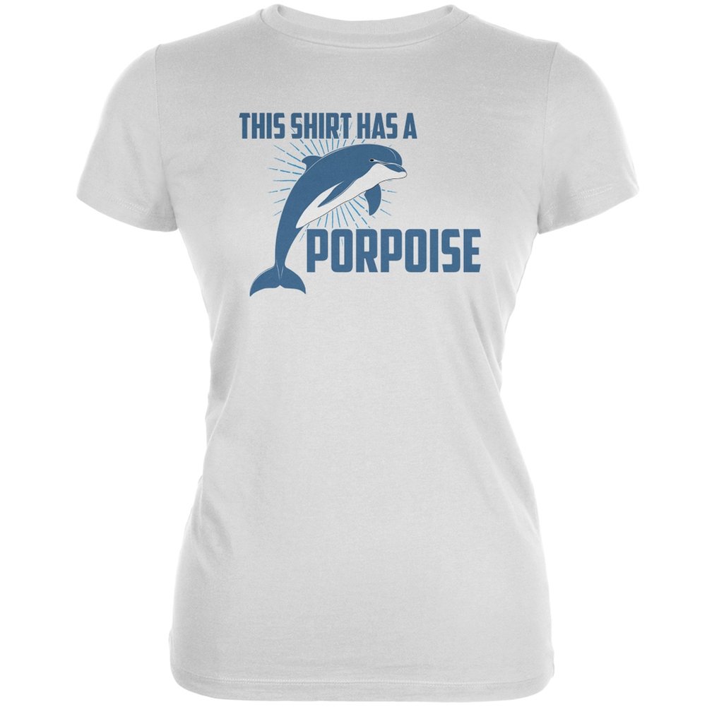 Porpoise Design White Soft T-Shirt for Juniors - Comfortable Cotton Tee for Casual Wear, School, and Everyday Outfits