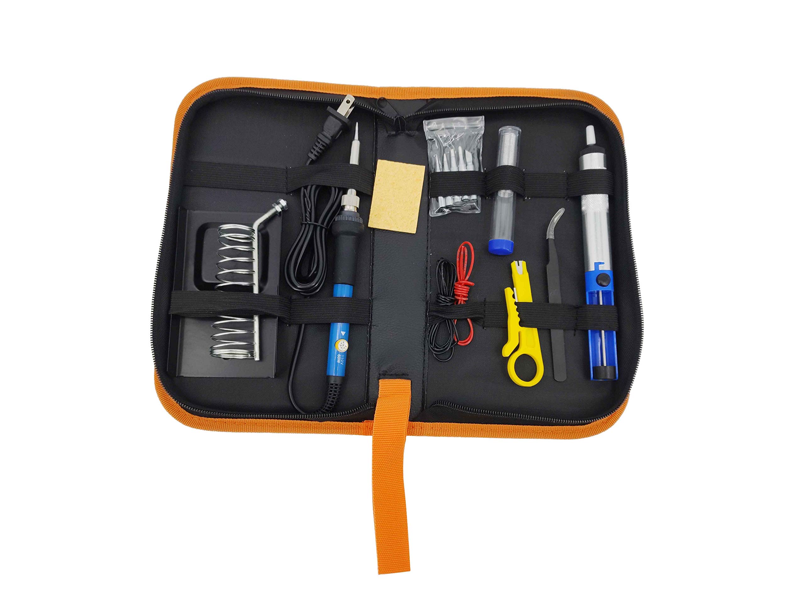Anbes 60W Adjustable Temperature Soldering Iron Kit with 5 Tips, Desoldering Pump, Stand & Tweezers - Professional Electronics Repair Tool for DIY, Circuit Board, Jewelry Making & Home Projects