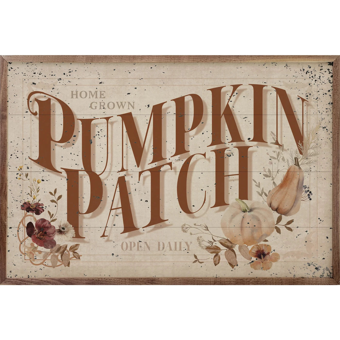 Home Grown Pumpkin Patch Wood Framed Wall Art - Rustic Farmhouse Decor for Living Room, Kitchen & Fall Seasonal Display