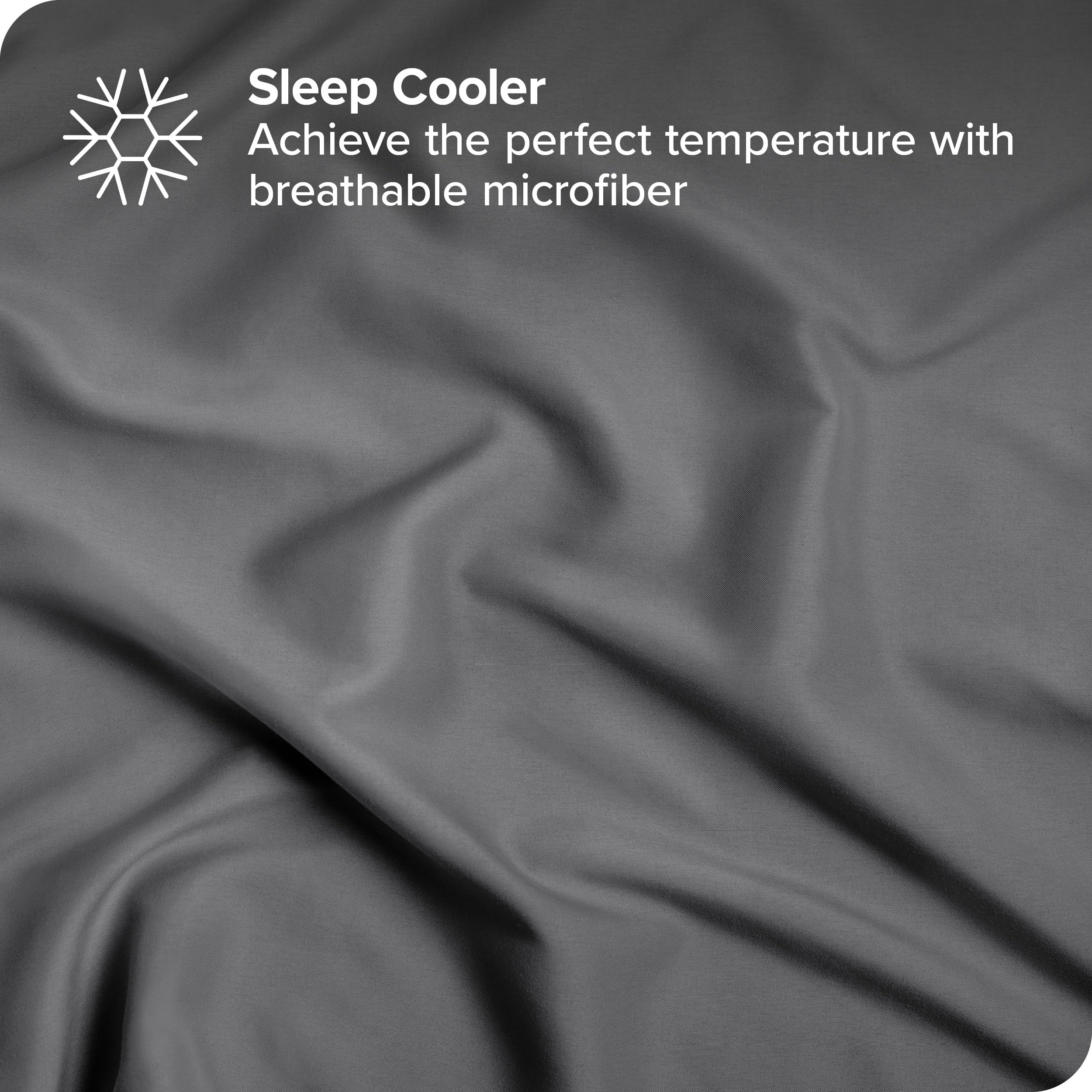 Bare Home Reversible Down Alternative Comforter & Sheet Set - Twin Size Bedding - Soft Dark Blue/Grey & Grey - Perfect for Guest Rooms, Dorms & Cozy Bedrooms
