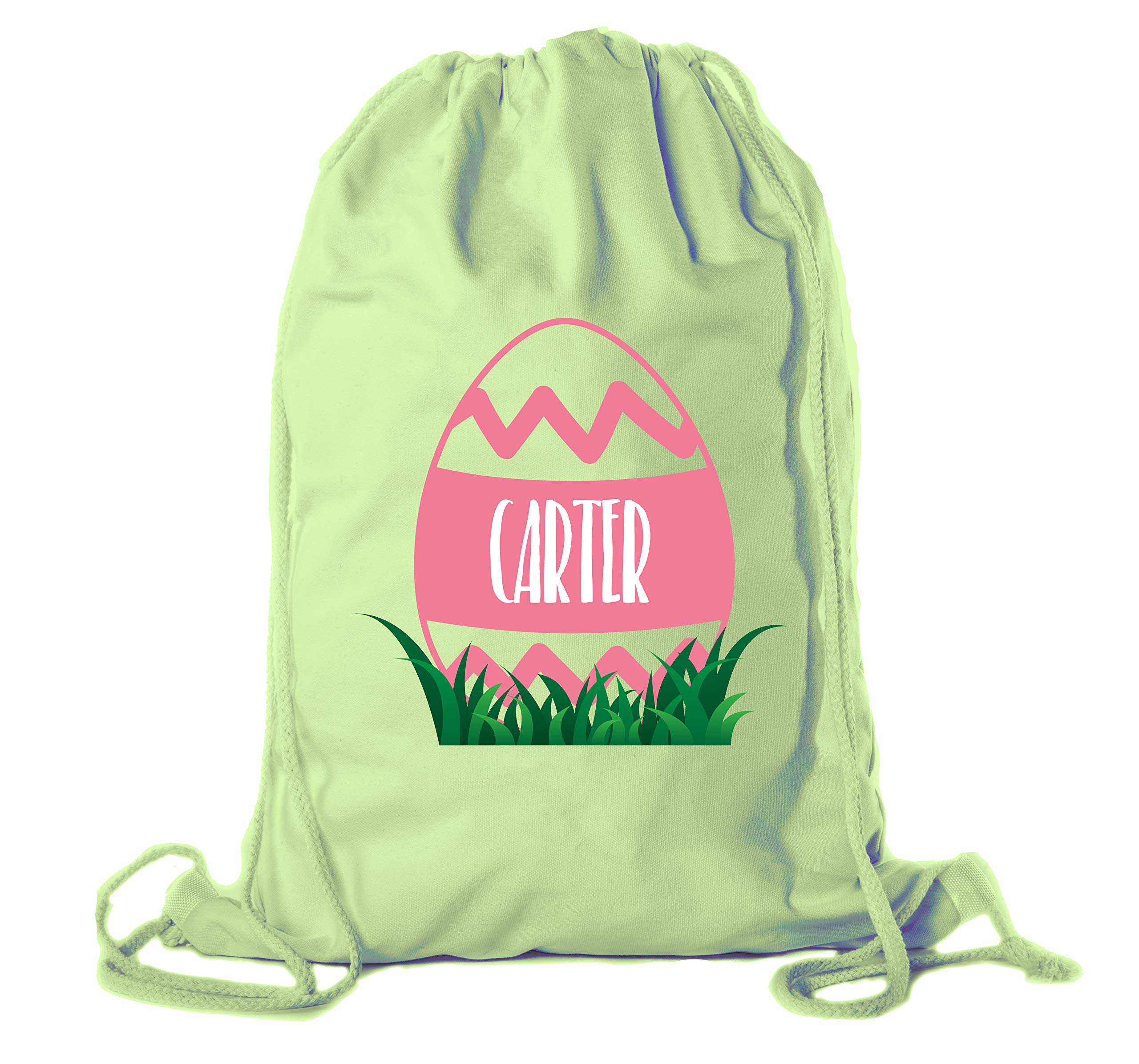 Custom Easter Basket Bags - Personalized Cotton Drawstring Backpacks for Kids & Adults - Easter Egg Hunt, Party Favors & Gift Giving - Reusable Zig Zag Pattern Design