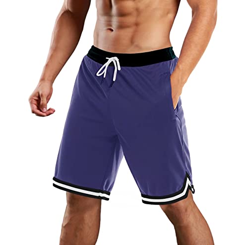 **MAGCOMSEN Men's Quick Dry Athletic Running Shorts - Breathable Mesh Basketball Shorts with 2 Zipper Pockets - Perfect for Gym, Jogging & Outdoor Sports**