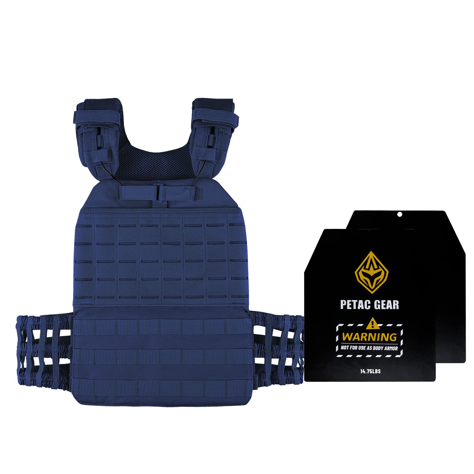 PETAC GEAR Weighted Vest for Men & Women - Adjustable 14.75 lb Weight Plates for Strength Training, Running & CrossFit - Perfect for Home Gym, Outdoor Workouts & Fitness Challenges
