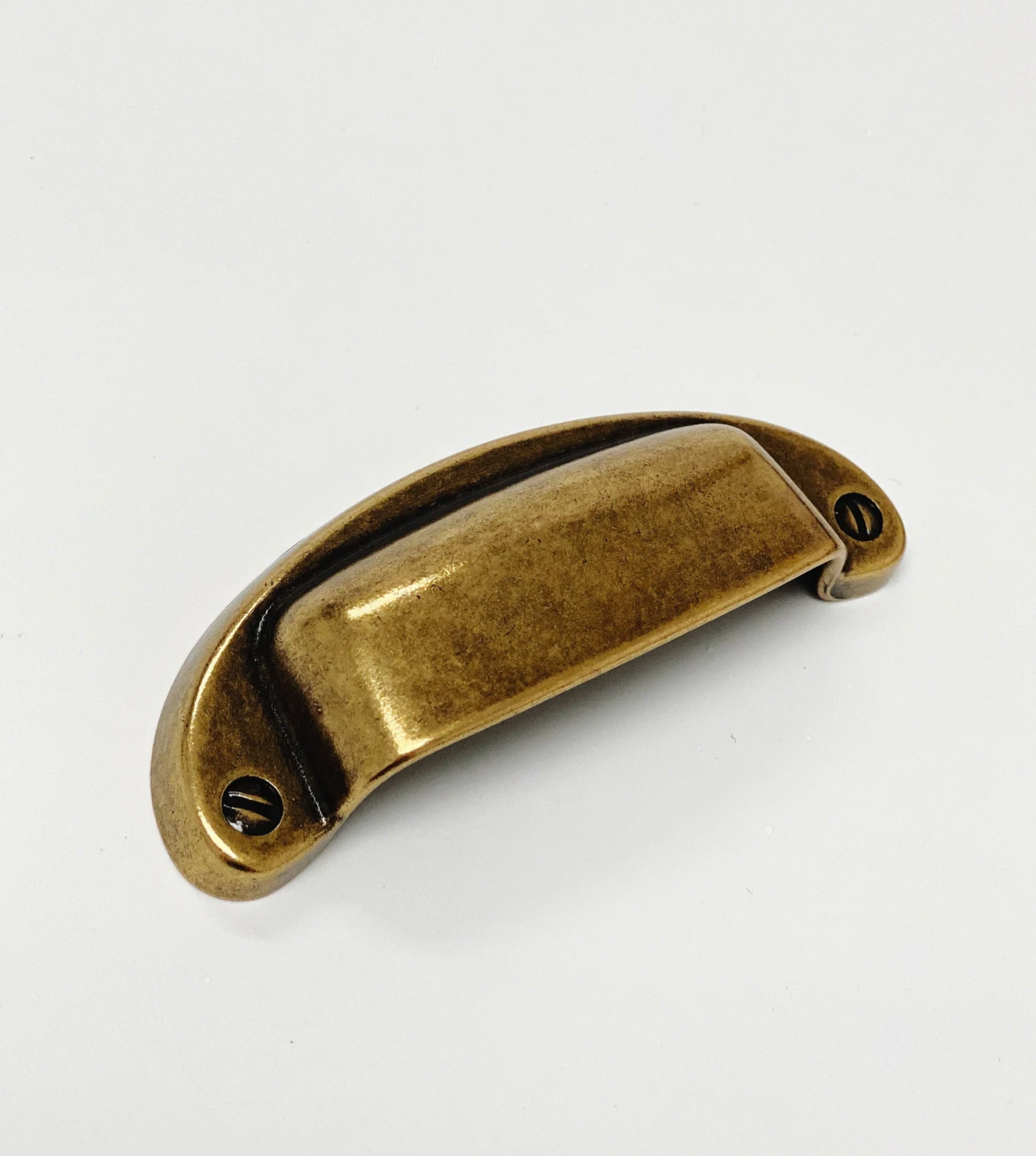 Antique Brass Drawer Cup Pull - Vintage Cabinet Hardware for Kitchen, Bathroom & Furniture (Set of 10) - Durable Brass Cabinet Handles for Drawers & Cabinets