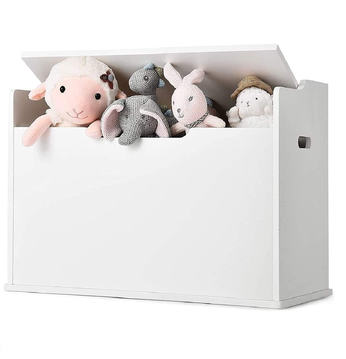 Costzon 2-in-1 Wooden Toy Storage Chest with Safety Cushioned Seat - Finger-Pinch Prevention Kids Toy Organizer & Lift-Top Bench for Nursery, Playroom, Bedroom or Living Room - White (Perfect for Toy Storage, Kids Room Decor & Extra Seating)