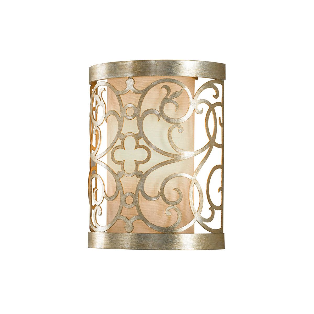 Arabesque 1 Liter Wall Light with Silver Leaf Patina Finish - Elegant Indoor/Outdoor Sconce Lighting for Hallway, Patio & Garden Decor