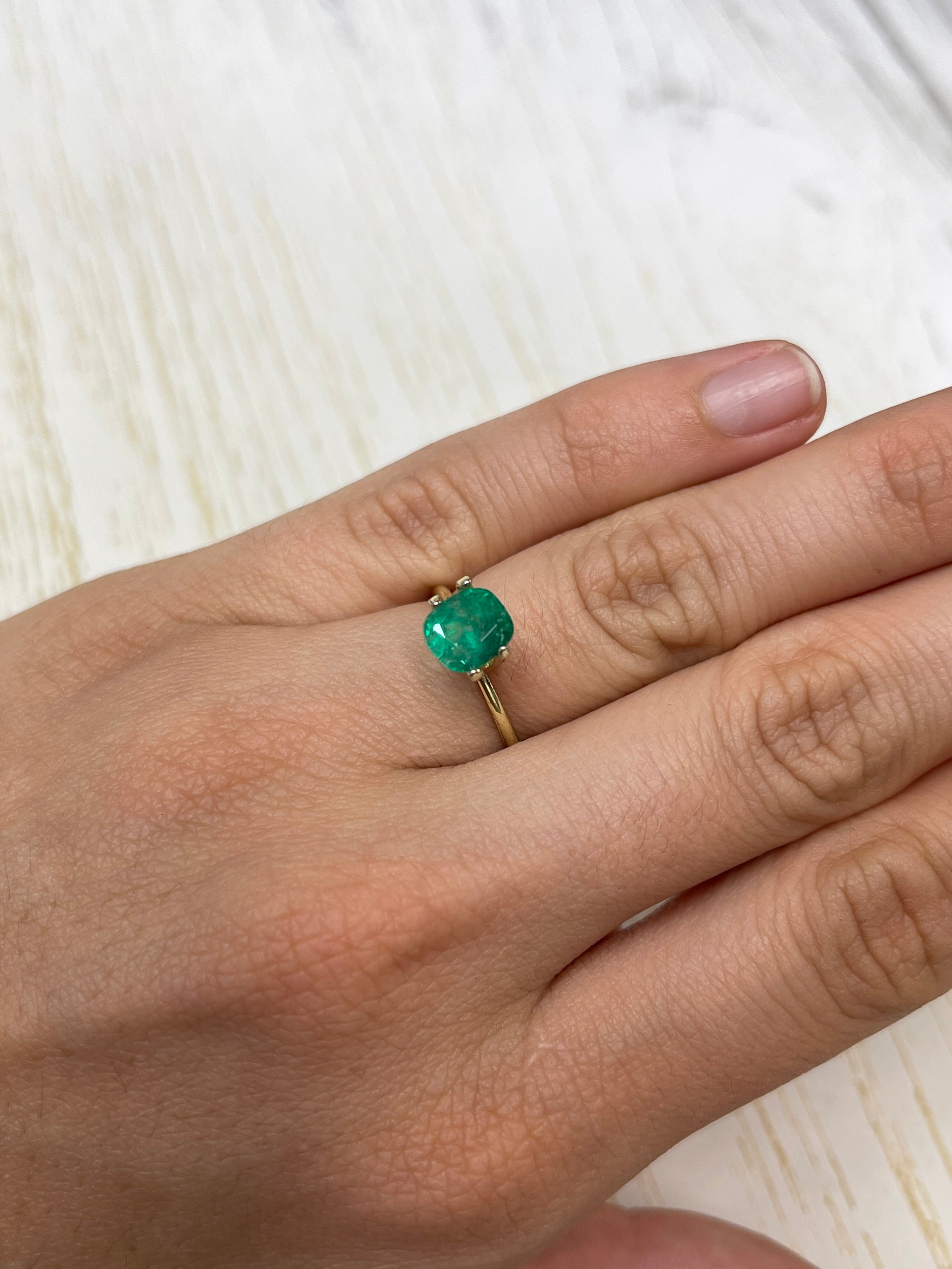 1.69 Carat Natural Colombian Emerald Loose Gemstone - Cushion Cut Earthy Green Color for Jewelry Making & Engagement Rings