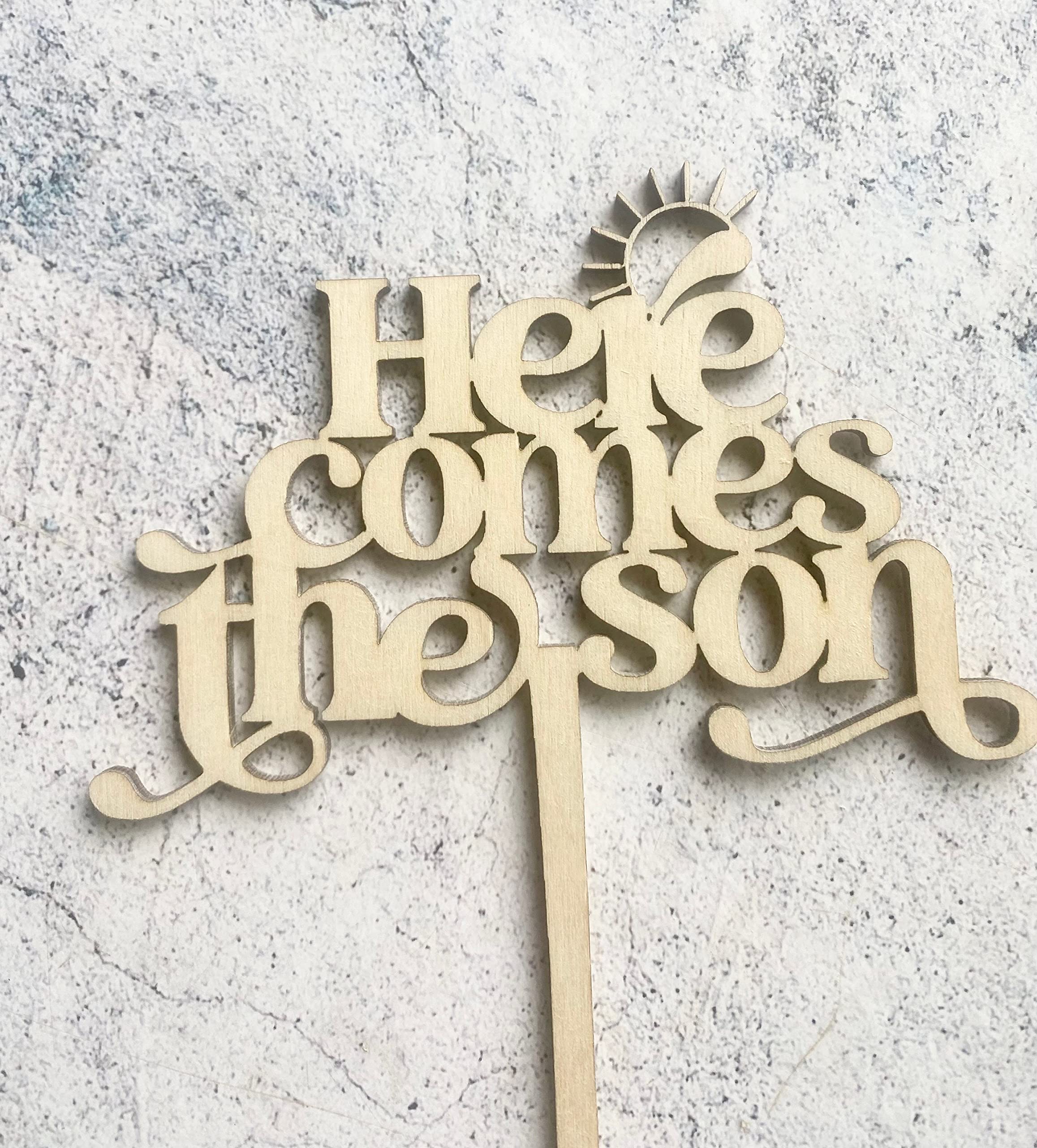 Custom Wooden Cake Topper - Personalized Baby Shower & First Birthday Decor - Beatles Inspired Spring Theme - Perfect for Gender Reveals, Wedding Cakes & Special Celebrations