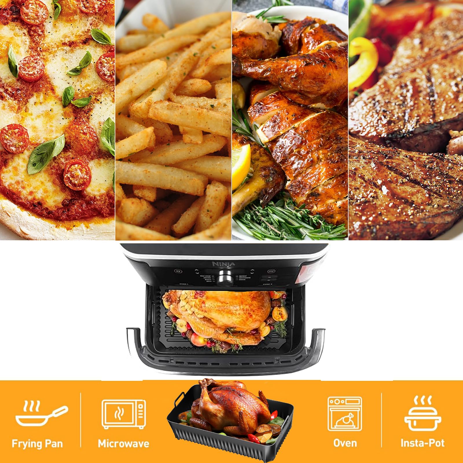 Ninja Foodi Flex 10.4L AF500EU & Max AF500EU Silicone Air Fryer Accessories Set - Non-Stick Baking Molds for Healthy Cooking - Perfect for Roasting, Baking, and Meal Prep in Air Fryers