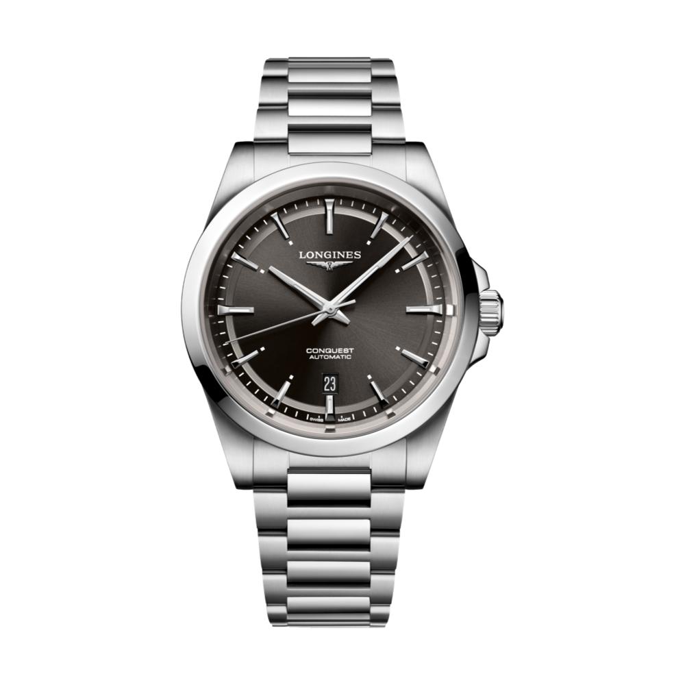 Conquest 41mm Sunray Black Dial Men's Watch - Luxury Swiss Automatic Timepiece for Business, Formal & Everyday Wear