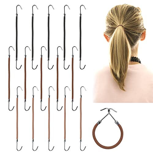 15Pcs Ponytail Hooks Elastic Hair Ties - Adjustable Bungee Cord Hair Bands for All Hair Types (Thick, Thin, Curly) - Perfect for Workouts, Yoga, Sports & Everyday Styling