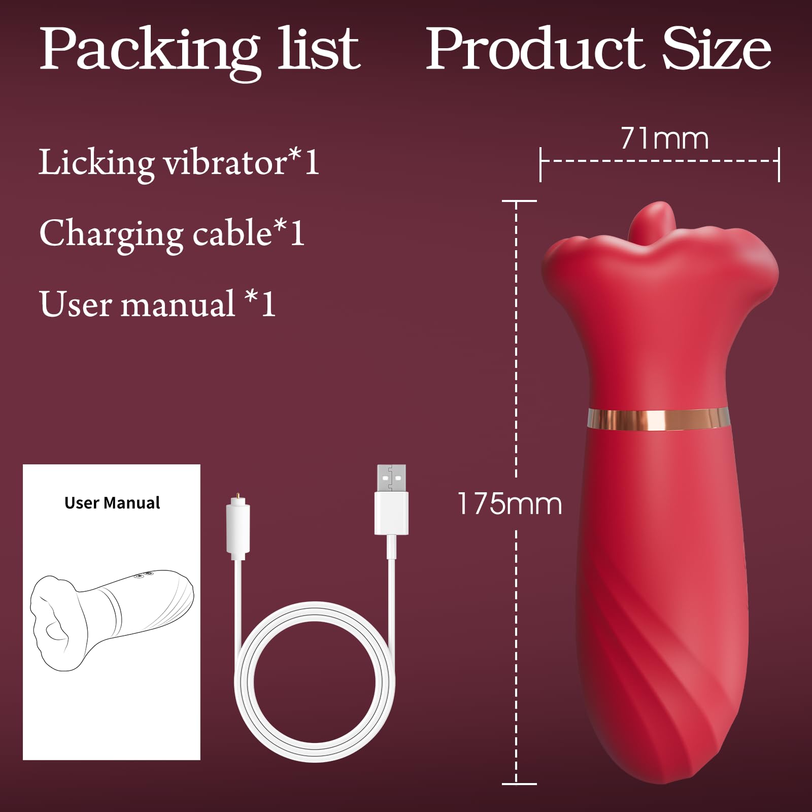 Premium Women's Vibrator - 10 Vibration & Thrusting Tongue Motion Clitoral Stimulator for Intimate Pleasure | Lip-Shaped Nipple & Clit Massager | Couples Sex Toy for Vaginal & Anal Play | Perfect for Solo Use & Romantic Nights