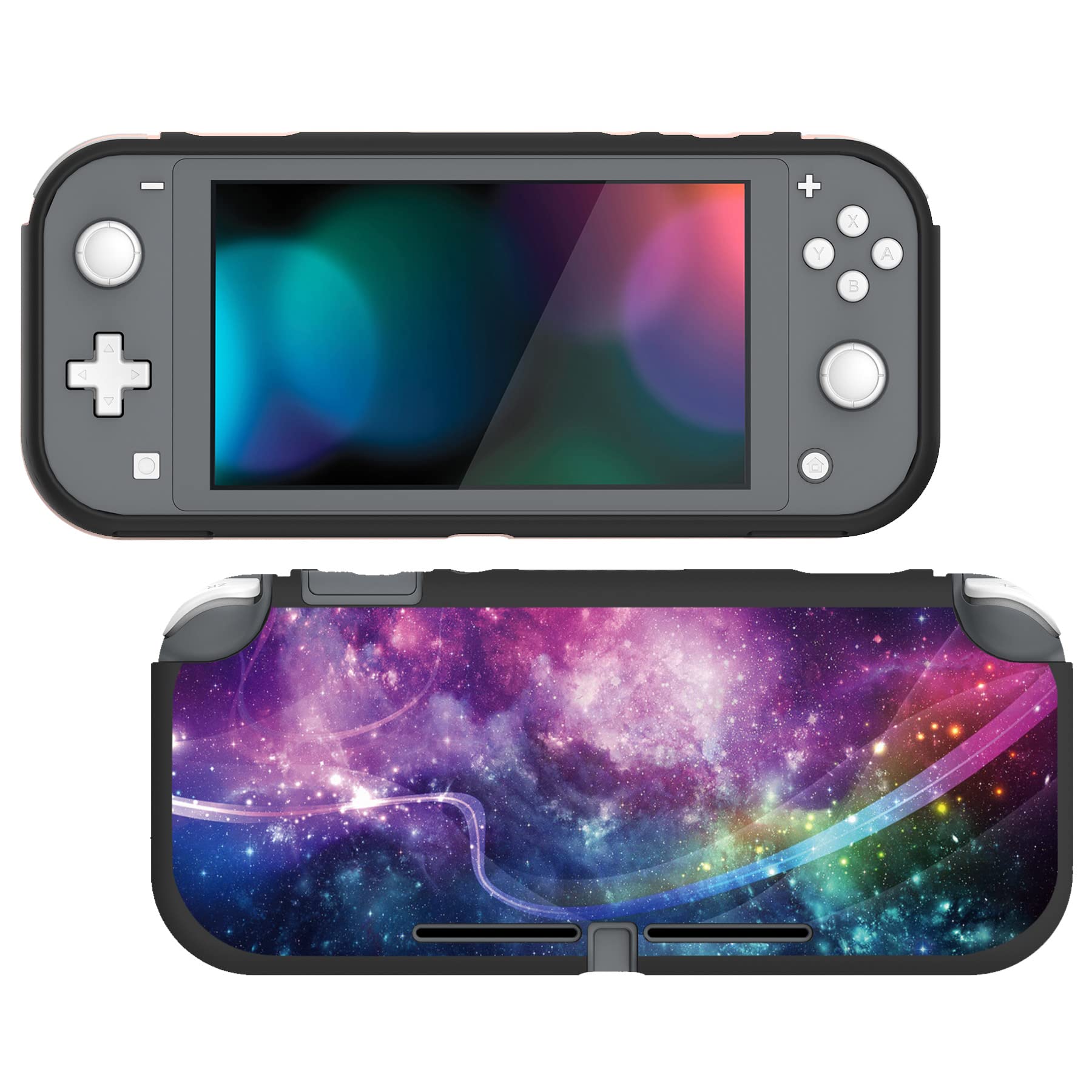PlayVital Purple Galaxy Custom Protective Case for Nintendo Switch Lite - Soft TPU Slim Shockproof Cover with Anti-Slip Grip | Perfect for Gaming, Travel & Everyday Use