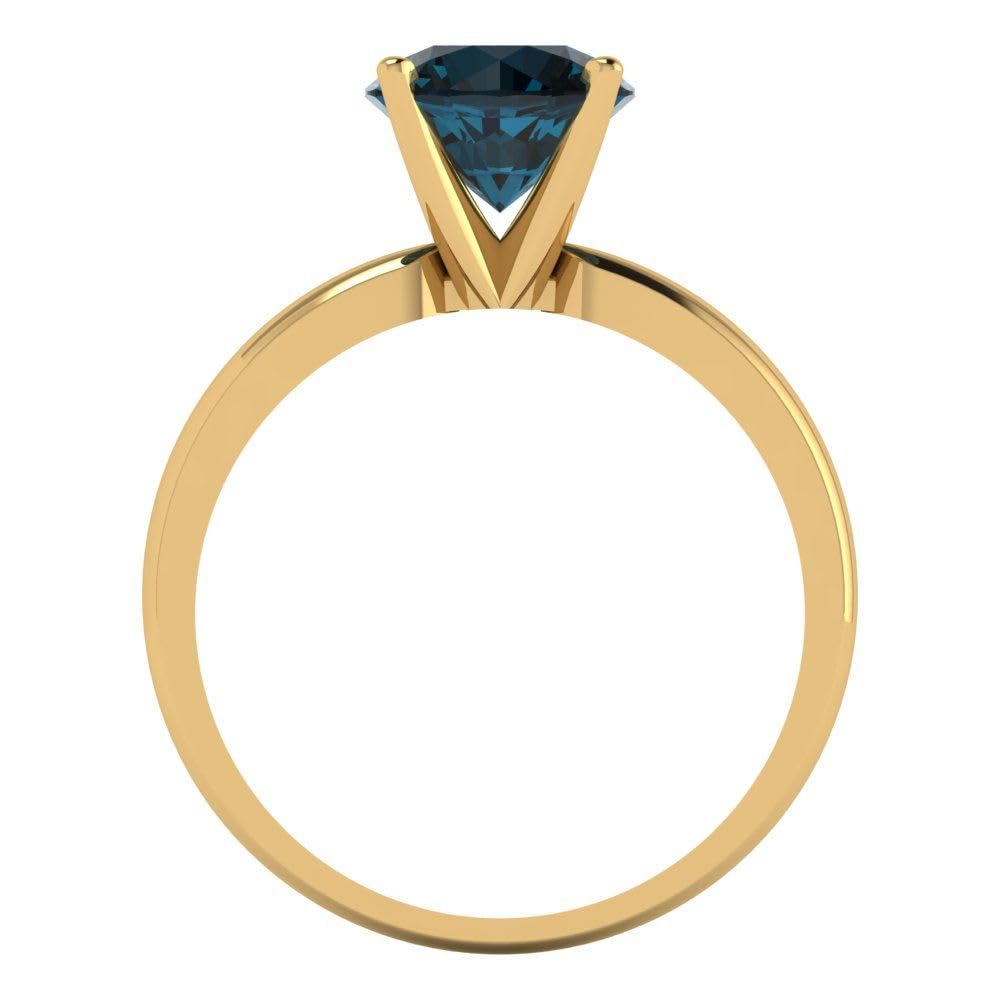 1.50 ct Natural London Blue Gemstone Solitaire Engagement Ring in 14K Yellow Gold – Round Cut Designer Bridal Ring for Anniversary & Proposal – Perfect for Romantic Occasions & Special Celebrations