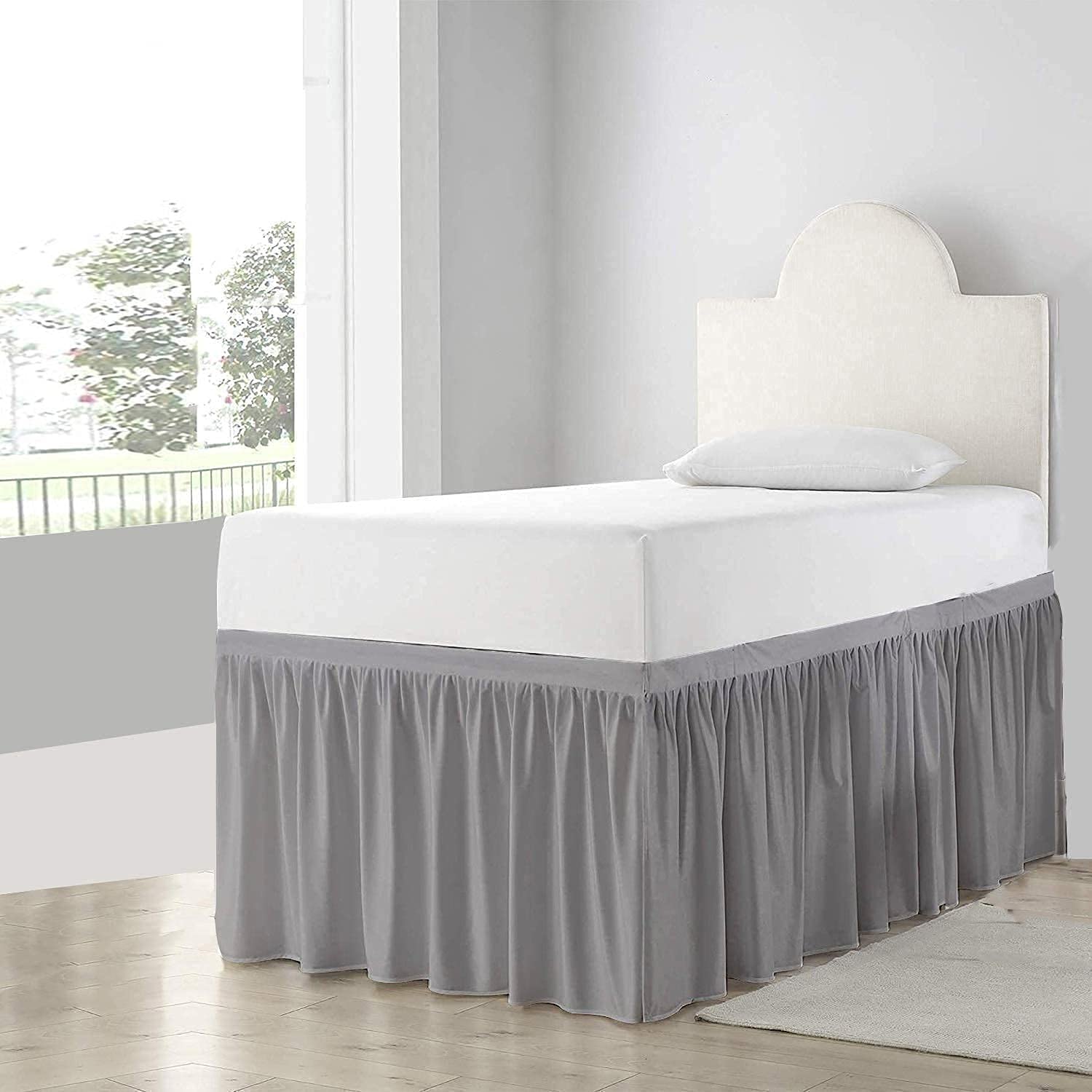 Extra Long Twin-XL Dorm Bed Skirt - 100% Brushed Microfiber College Bedding - 34