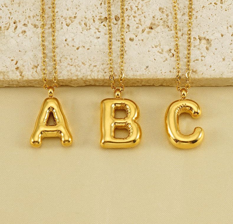 Personalized 18K Gold Plated Bubble Letter Necklace for Women - Dainty Alphabet Initial Pendant Jewelry Gift for Girlfriend, Birthday, Anniversary | Perfect for Everyday Wear, Date Nights & Special Occasions