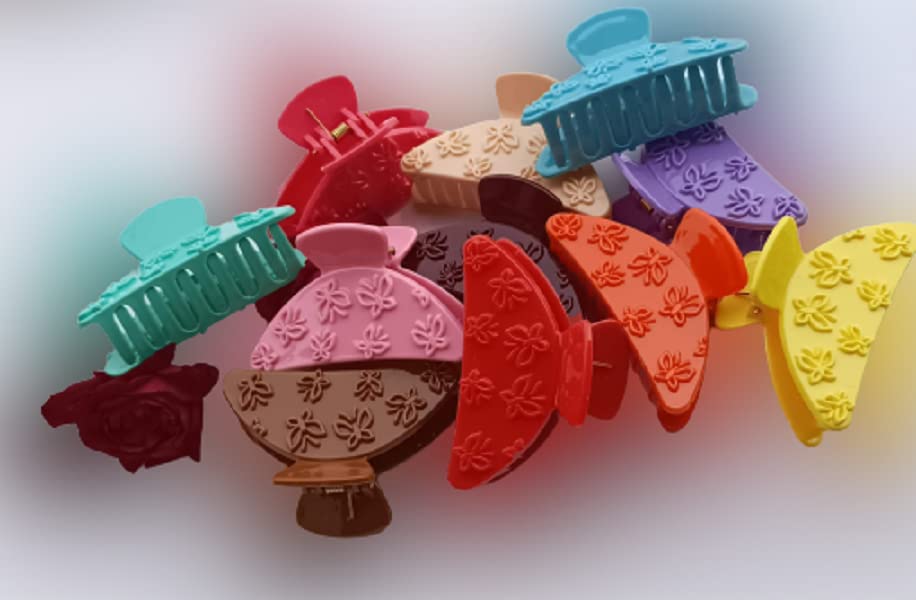 Stylish Unisex Hair Clips for Girls & Women - 6-Pack Butterfly Claw Alligator Clips with Grosgrain Ribbon & Satin Scrunchies | Perfect for School, Parties, Weddings & Everyday Hair Accessories
