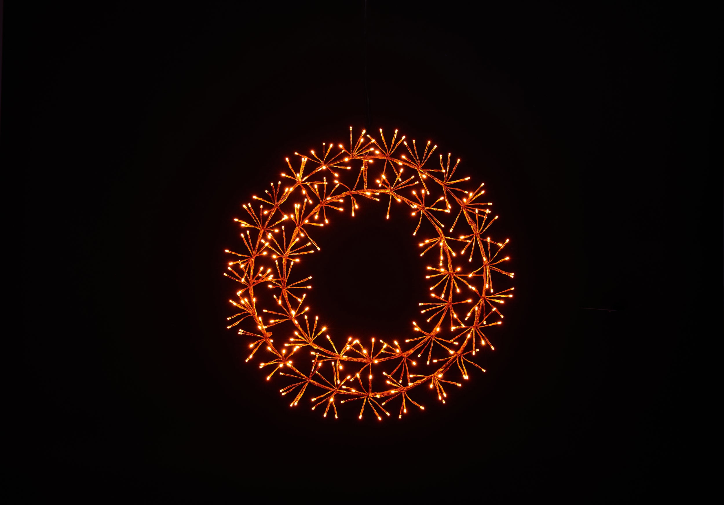 2' Orange Micro LED Wreath with Orange Frame - Battery Operated Christmas Door Decor for Holiday Home & Party Decoration
