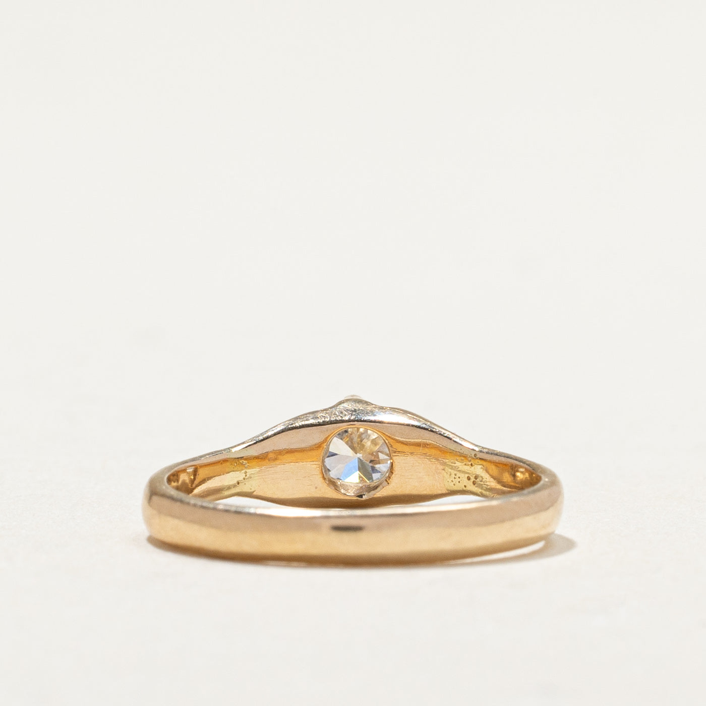 14K Yellow Gold Belcher Set Diamond Ring - 0.17ct Natural Diamond Engagement Ring for Women, Size 3.75 - Perfect for Proposals, Anniversaries & Special Occasions