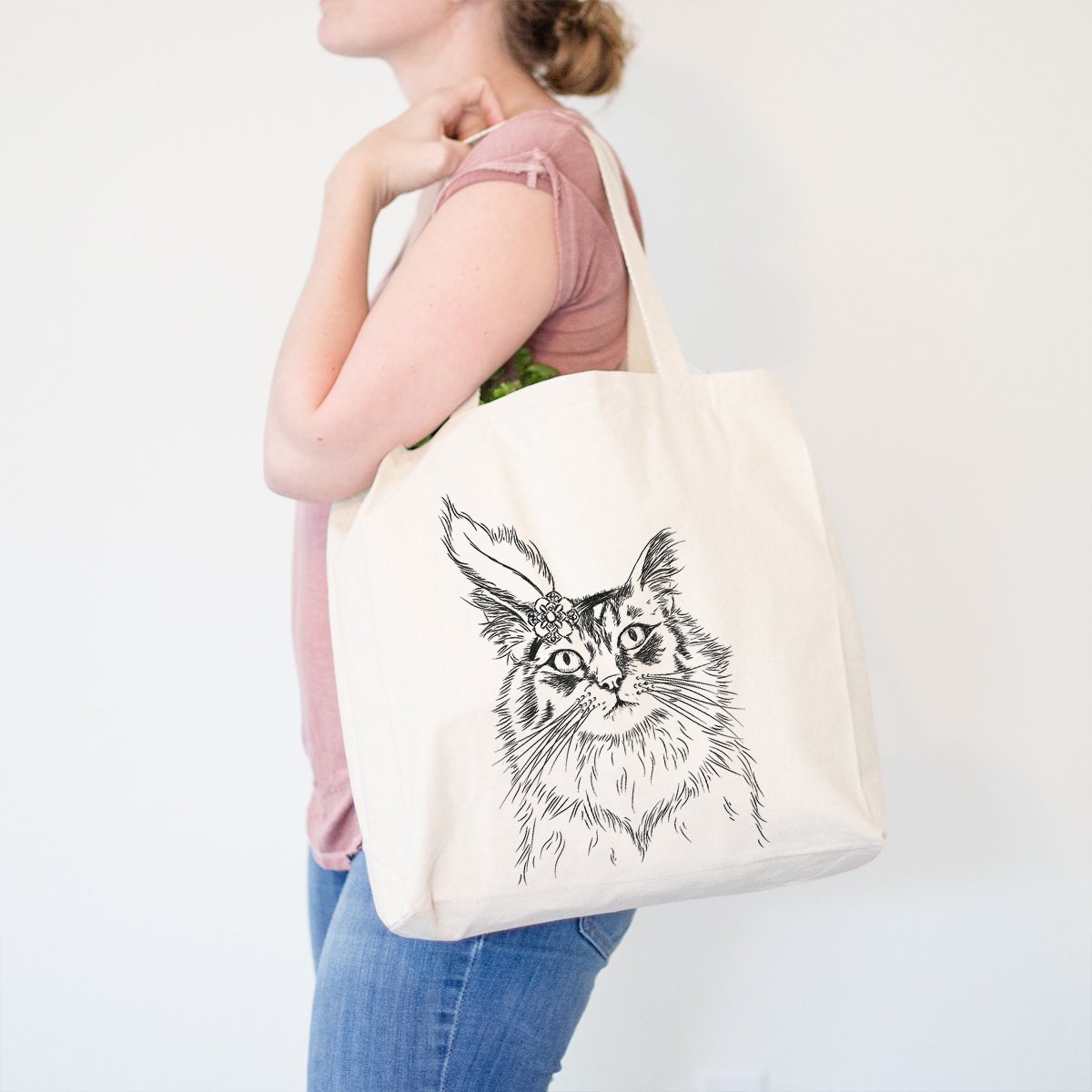 Inkopious Chloe the Tabby Cat Heavy Duty Cotton Canvas Tote Bag - 100% Eco-Friendly Reusable Grocery Shopping Bag 14.75