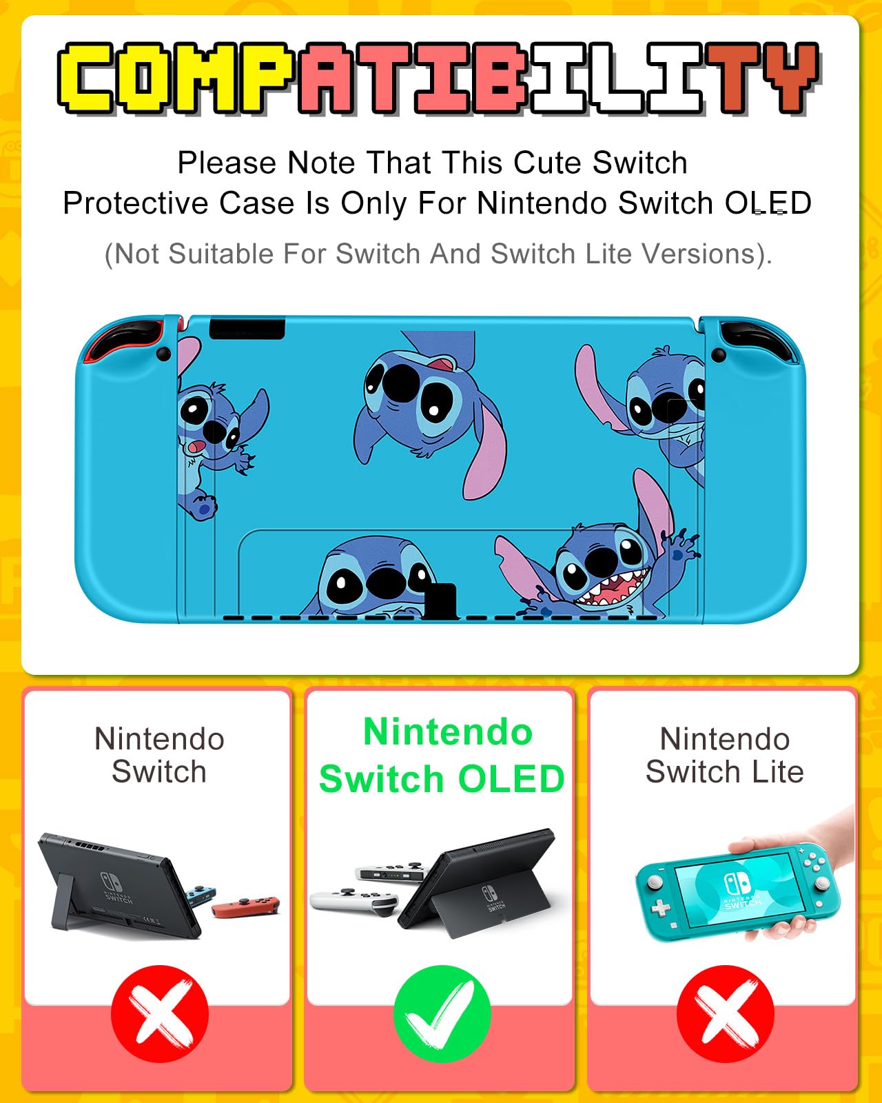 Xinocy 9-in-1 Nintendo Switch OLED Accessories Kit with Travel Case, Protective Cover, Game Holder, Joycon Shells & Thumb Grips - Perfect for Gaming On-The-Go, Travel Protection & Kids Gift (Pink/Blue)