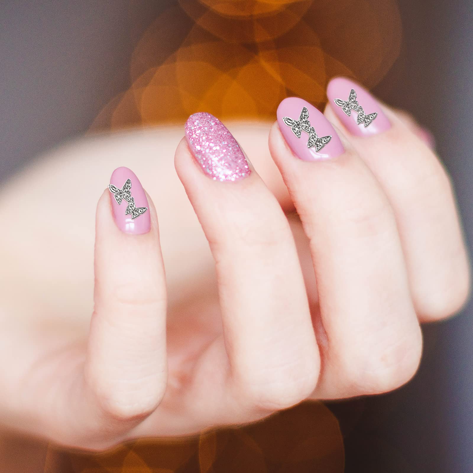 50pcs 3D Alloy Butterfly Nail Art Charms - Premium DIY Nail Decorations for Women & Girls - Elegant Nail Accessories for Parties, Weddings & Special Occasions