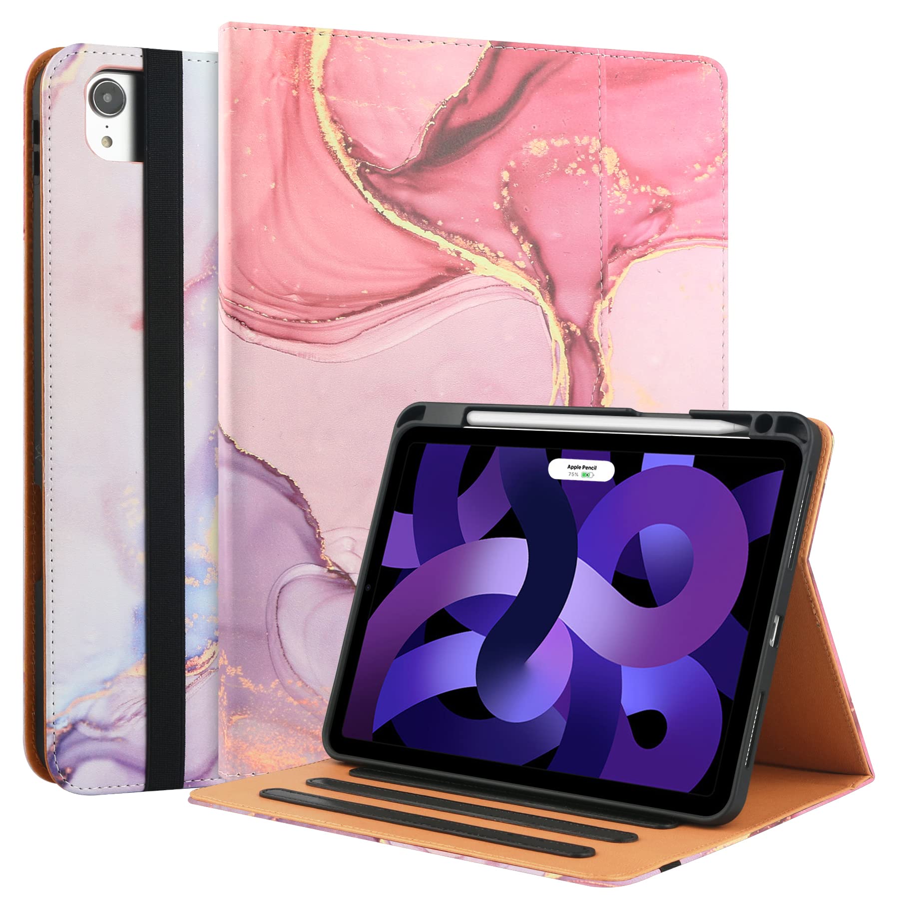 Premium iPad Pro 11 Inch Case (2022/2021/2020/2018 Models) - Compatible with 4th/3rd/2nd/1st Gen iPad Pro 11 - Folio Stand Cover with Pencil Holder, Auto Sleep/Wake & Multi-Angle Viewing - Pink Cloud Design - Perfect for Work, Travel & Home Use
