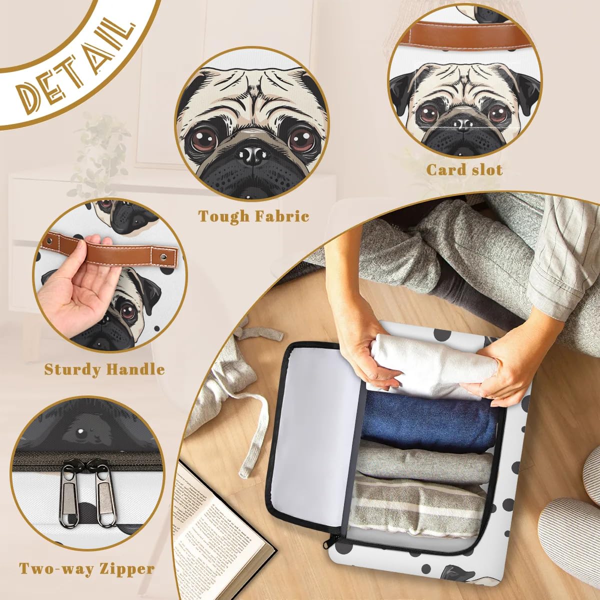 Collapsible Storage Bins with Lids - Angry Dogs Print Stackable Fabric Storage Cubes for Clothes, Toys, Blankets | Dustproof Closet Organizer for Home, Office & Nursery Organization