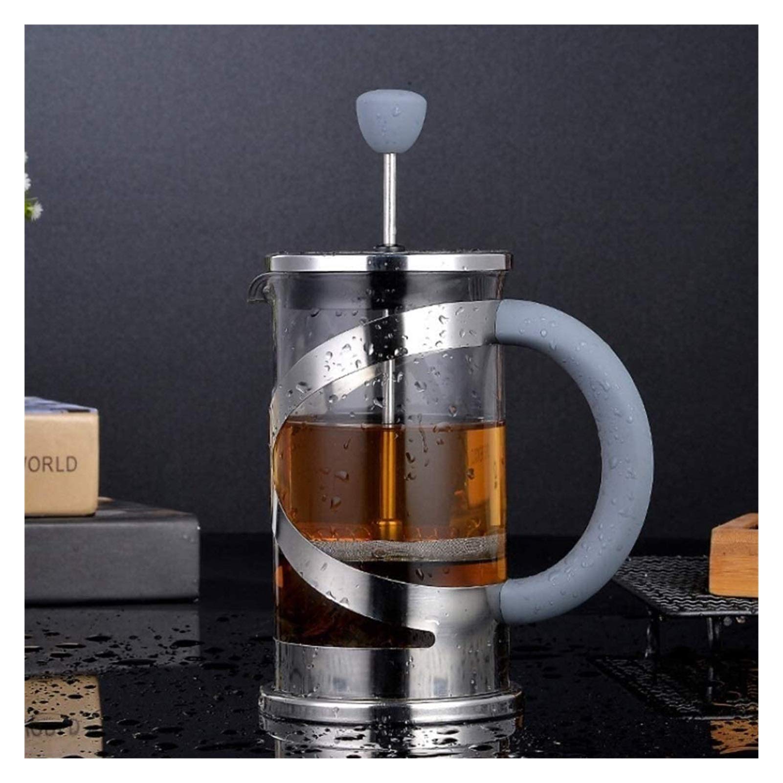 Premium French Press Coffee & Tea Maker - 34oz (1000ml) Stainless Steel & Borosilicate Glass - Heat Resistant for Home, Office & Camping Use