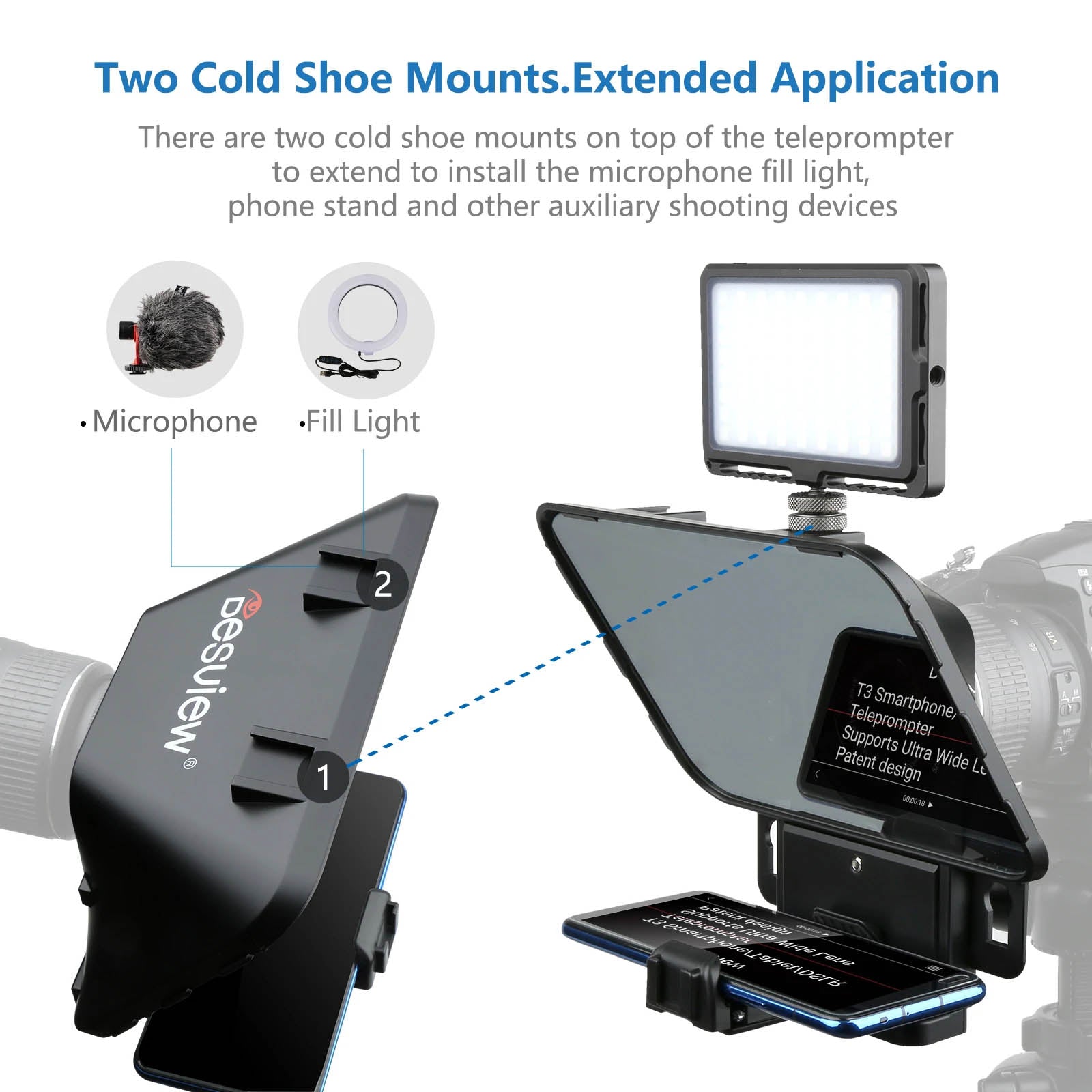 T3 Teleprompter for Smartphones, Tablets & DSLR Cameras - Professional Video Recording for YouTube, Live Streaming & Presentations