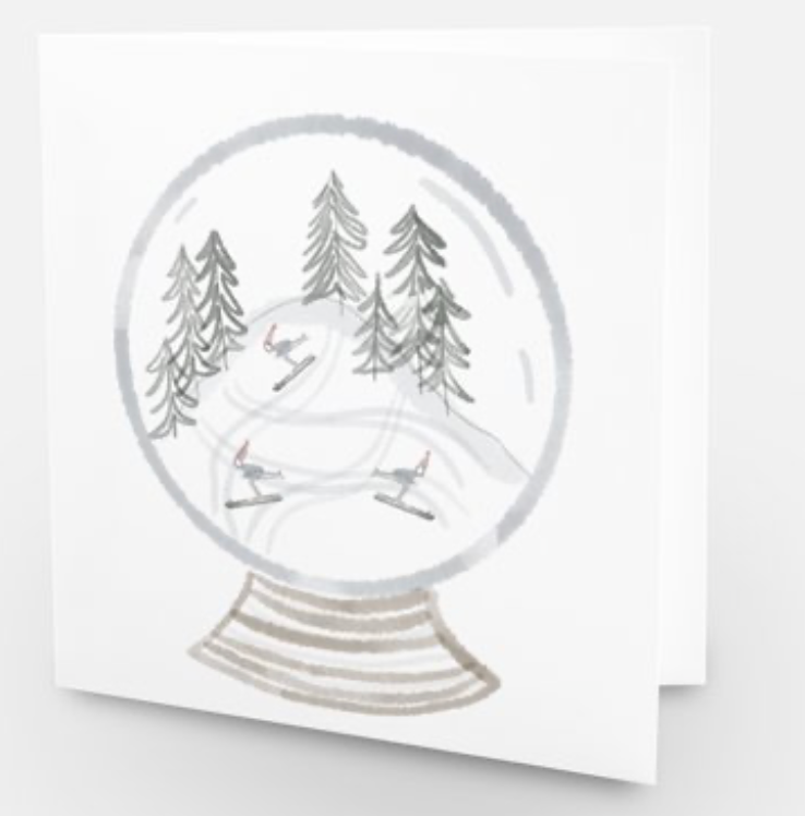 Après Ski Snow Globe Holiday Cards - Pack of 5 | Winter Christmas Decorations & Festive Greeting Cards for Holiday Parties, Office Gifts & Home Decor