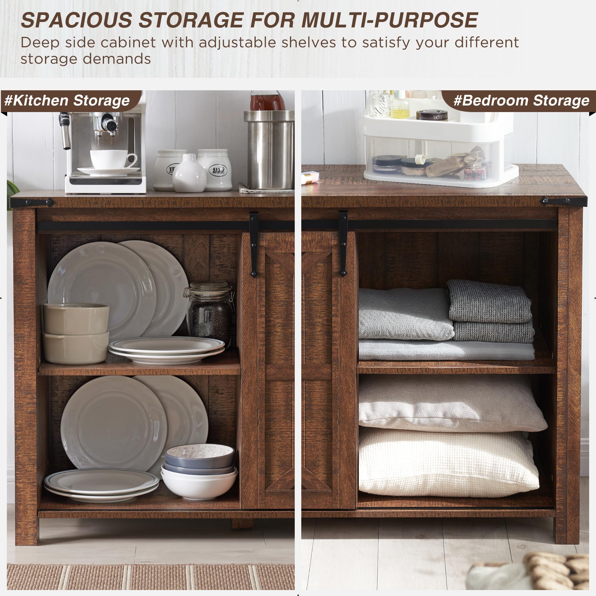 Farmhouse Sideboard Buffet Cabinet with Storage - 60