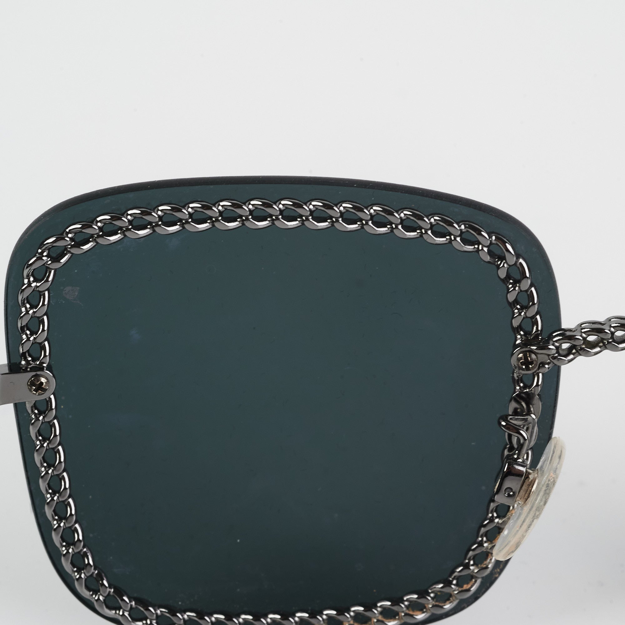 Chanel Square Sunglasses for Women - Grey/Gunmetal Black Frame with Chain - Luxury Fashion Sunglasses for Beach, Driving & Outdoor Activities