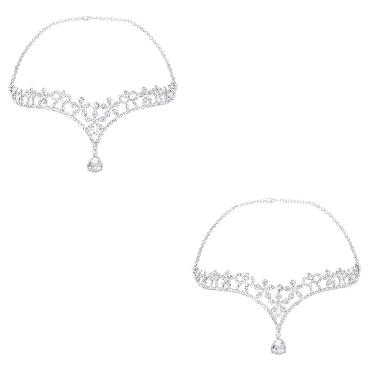 Minkissy 2-Piece Rhinestone Bridal Headpiece Set - Wedding Tiara & Flower Hair Band for Women - Elegant Bride Accessories for Ceremony, Reception, and Photoshoots