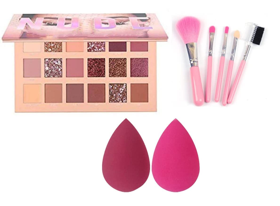 BLUSH18 Full Makeup Kit for Girls - 5 Piece Makeup Applicator Set with 2 Blender Sponges | Perfect for Everyday Makeup, Cosplay, and Professional Makeup Artists