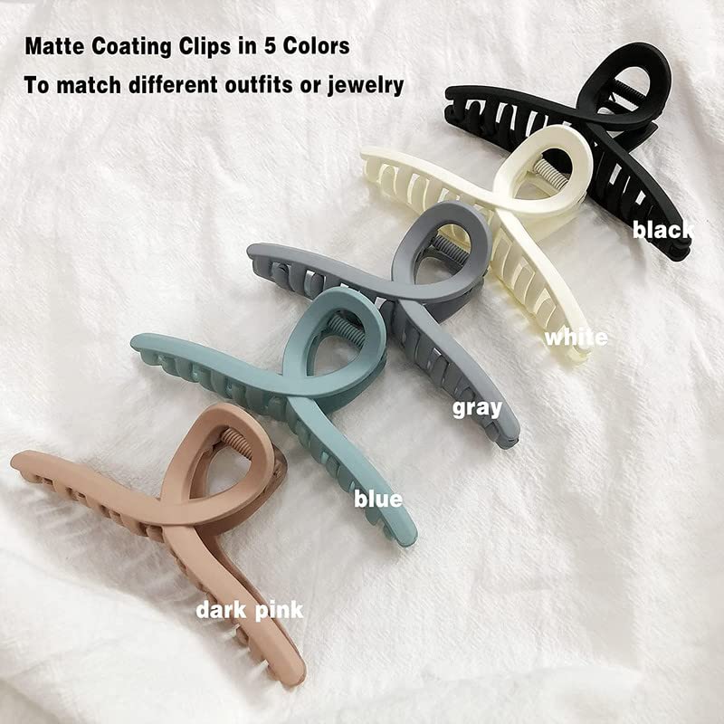 Shidara Large No Slip Matte Hair Claw Clips for Women - Butterfly Jaw Clips for Thin, Fine & Thick Hair (Set of 4) | Perfect for Updos, Ponytails & Everyday Hairstyles