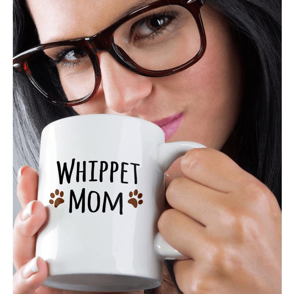 3dRose Whippet Dog Mom Ceramic Coffee Mug - 15 oz Insulated Cup for Hot & Cold Drinks - Perfect Gift for Dog Lovers, Pet Owners & Whippet Breed Enthusiasts - Ideal for Home, Office & Gifts