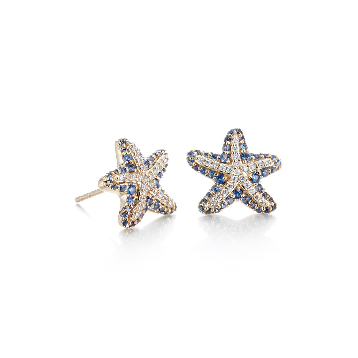 Exquisite Sapphire & Diamond Starfish Earrings for Women - Elegant Jewelry Gift for Birthday, Anniversary & Beach Wedding - Perfect for Summer Vacation & Ocean-Themed Parties