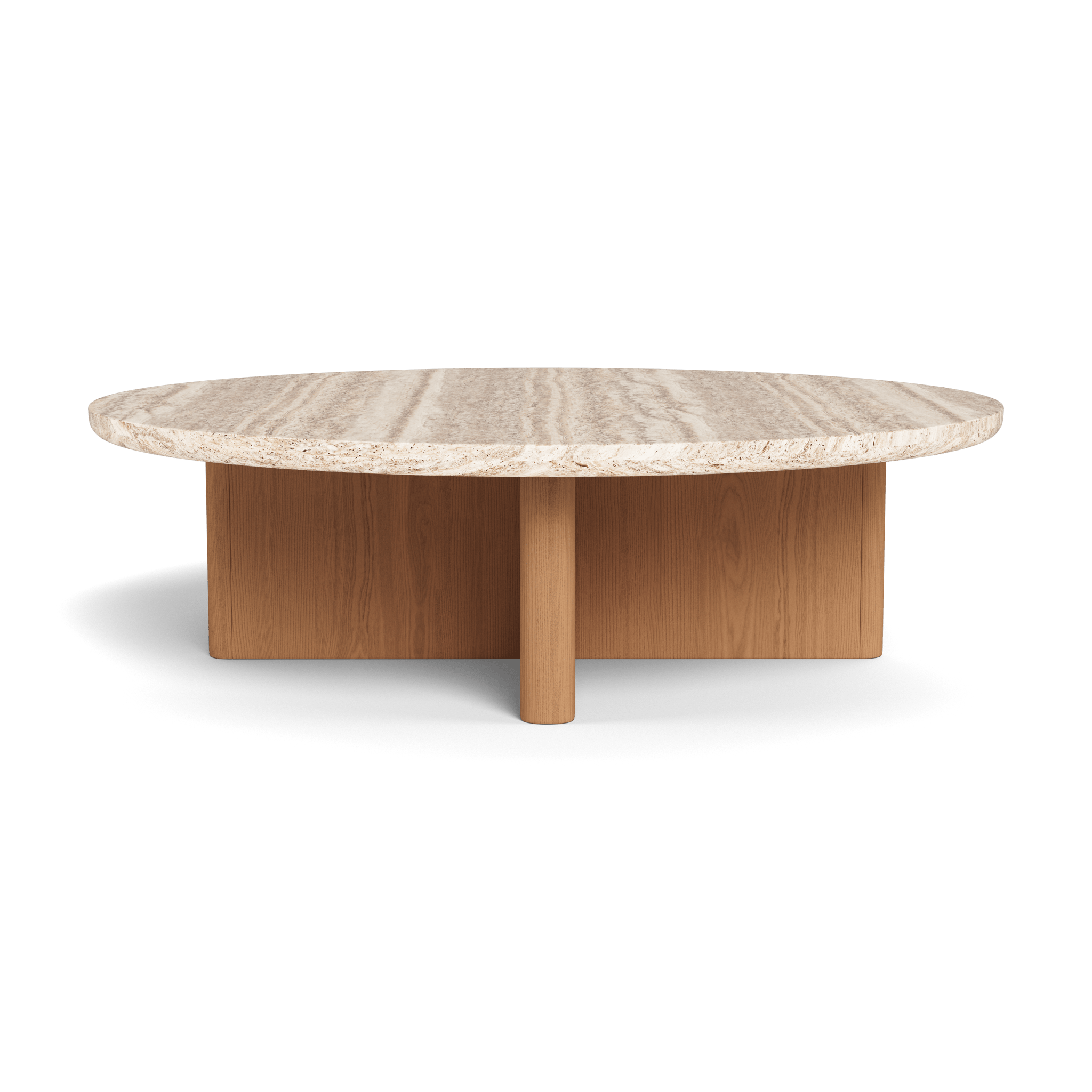 Victoria Teak Round Stone Coffee Table - Modern Outdoor Patio Furniture for Garden, Poolside & Backyard Decor