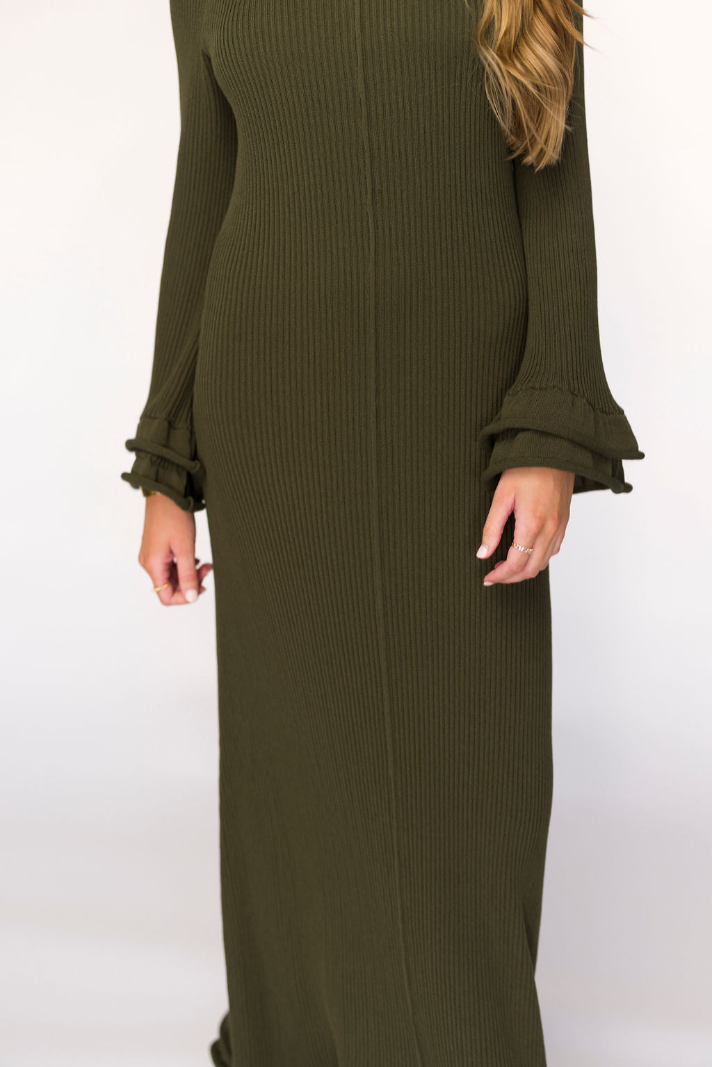 Arlet Olive Green Maternity Dress - Bump Friendly, Comfortable & Stylish for Pregnancy, Nursing, and Special Occasions