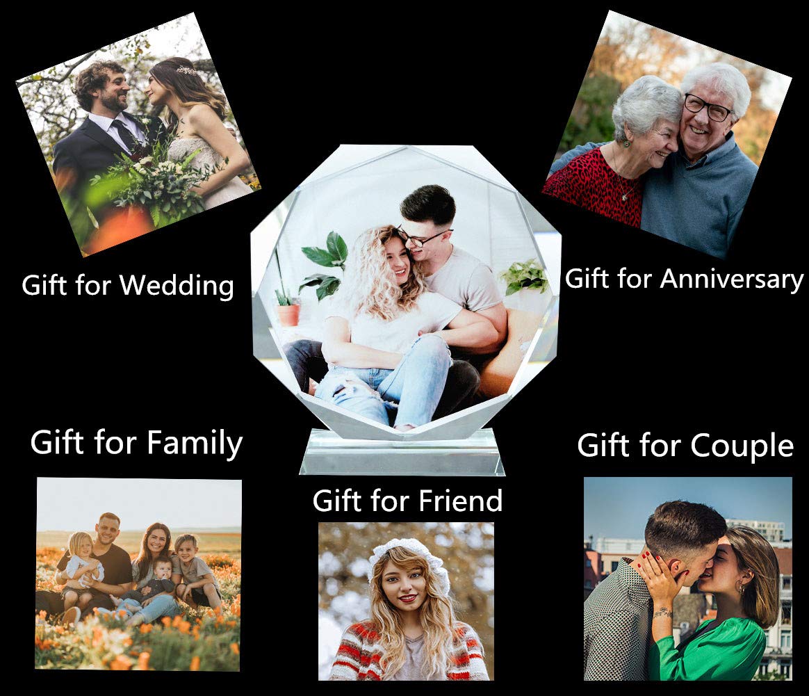 Personalized Crystal Glass Photo Frame - Custom Engraved Desktop Decor for Birthdays, Weddings, Anniversaries | Unique Gift for Wife, Husband, Couples, Girlfriend, Friends & Kids | Perfect for Home, Office & Special Occasions