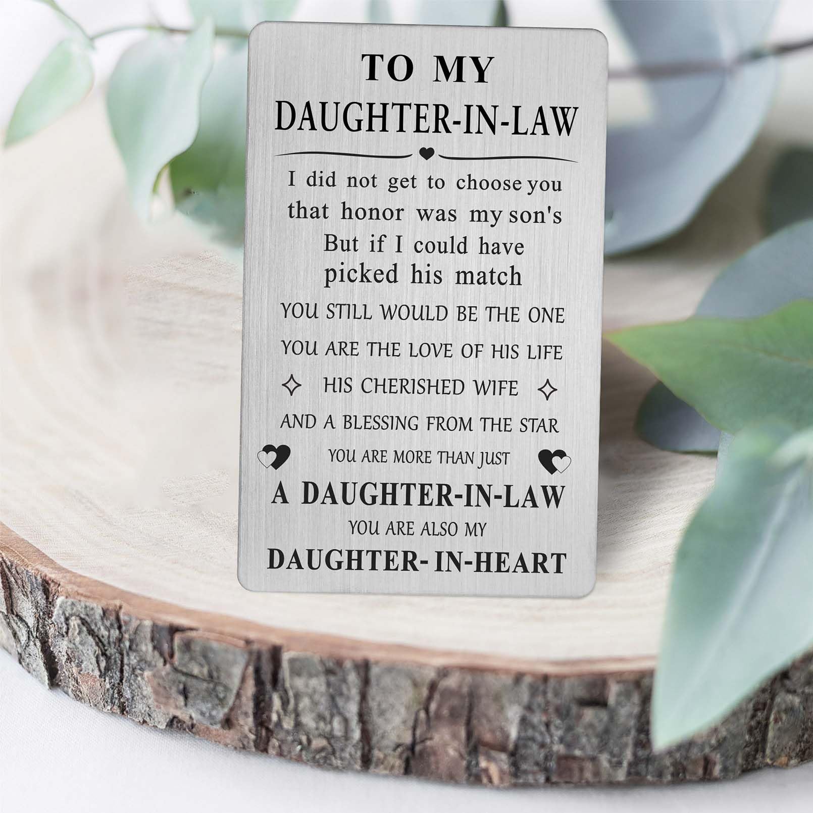 CPLJW Mother-in-Law to Daughter-in-Law Gift Set - Engraved Wallet Card & Heartfelt Keepsake for Weddings, Birthdays & Special Occasions | Perfect for Bridal Showers, Anniversary & Welcome to Family Gifts