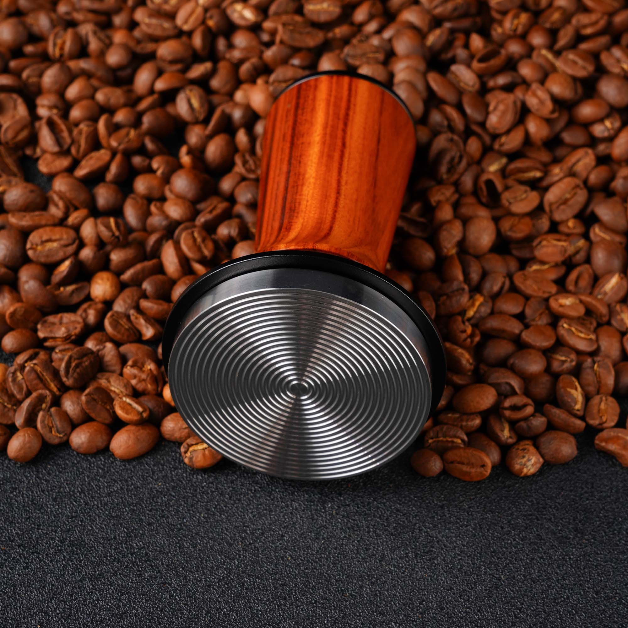 Lastaforest Spring Loaded Coffee Tamper with Ergonomic Wood Handle - Perfect for Espresso, French Press & Home Baristas