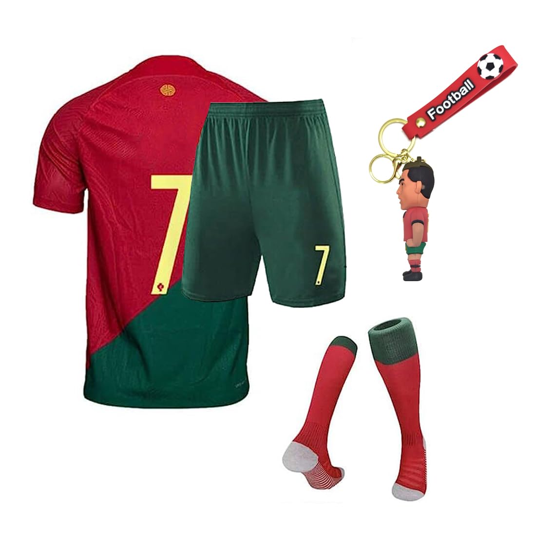Men's & Youth Football Soccer Jersey Set - Breathable Sports Fan T-Shirt & Socks Gift Kit for Boys Kids - Perfect for Game Day, Training & Outdoor Activities