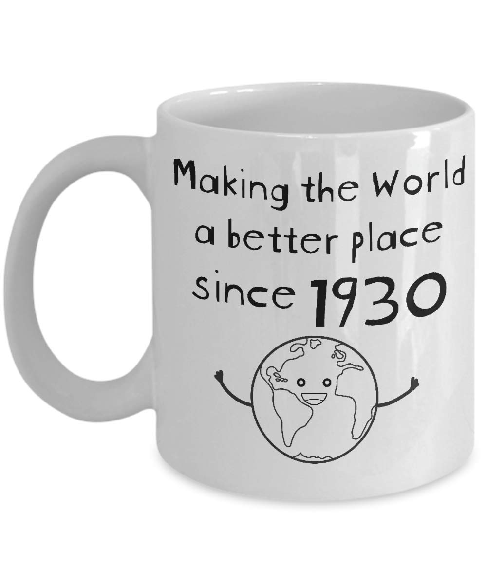 Vintage 1930 Themed 90th Birthday Coffee Mug - 11oz White Ceramic Cup with Inspirational Quote - Funny & Unique Gift for 90 Year Old Men & Women - Perfect for Birthday Celebrations, Retirement Parties & Anniversary Gifts