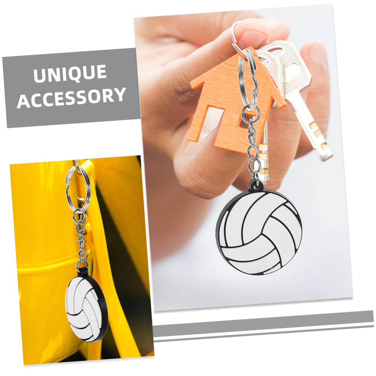 KITANDOVE 10pcs Volleyball Keychains - Durable Metal & PVC Mini Keyrings for Backpacks, Bags, Phones - Sports Team Gifts, Volleyball Fan Accessories, School Locker Decor