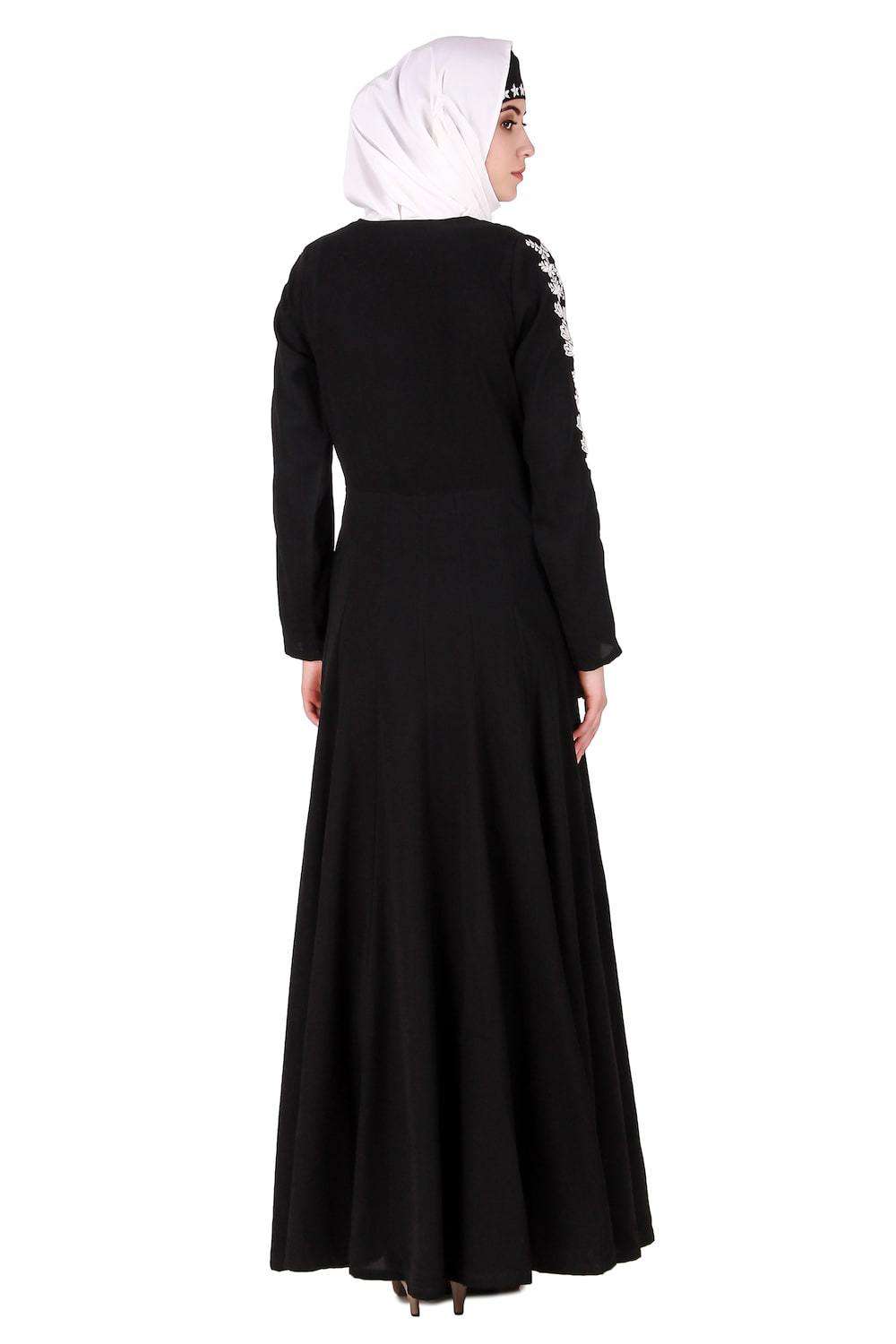 Elegant Floral Embellished Sleeve Anarkali Abaya Dress for Women - Modest Islamic Fashion for Eid, Wedding & Special Occasions