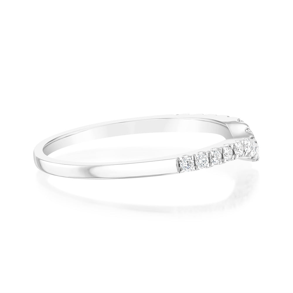 18ct White Gold 'Carina' Diamond Contour Ring - 0.2 Carat Brilliant Cut Diamond Engagement Ring for Women, Perfect for Proposals, Anniversaries & Special Occasions
