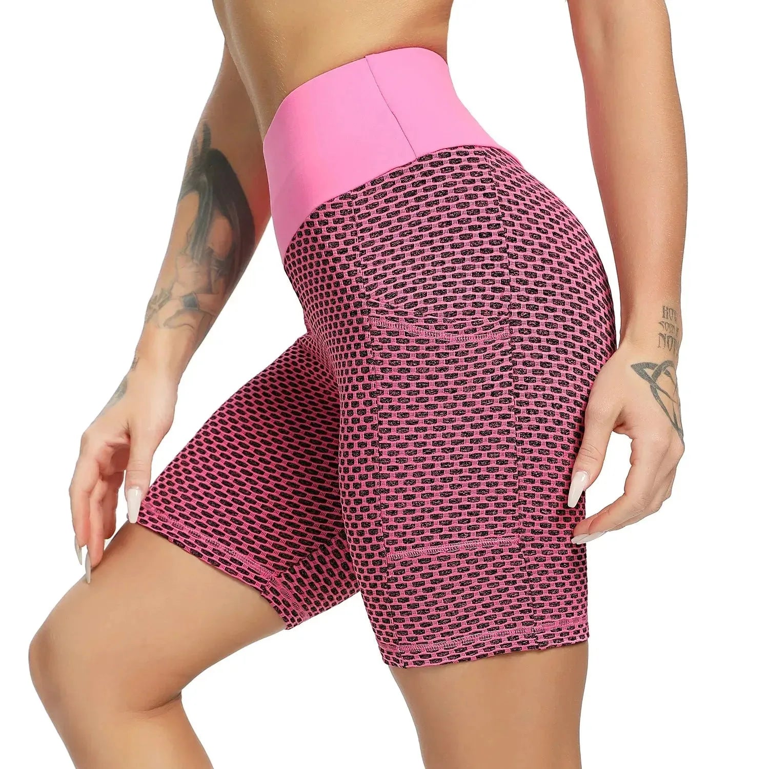 High Waist Seamless Yoga Shorts for Women - Tummy Control Workout Shorts with Pockets, Elastic Running & Gym Shorts - Perfect for Yoga, Fitness, Running & Lounge Wear